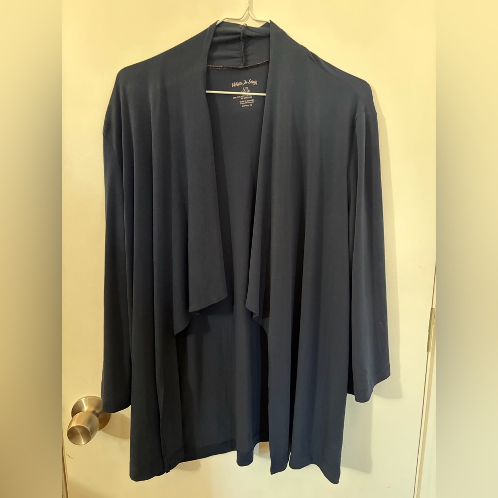 Women’s White Stag Large Navy Blue Open Front Cardigan Tote2